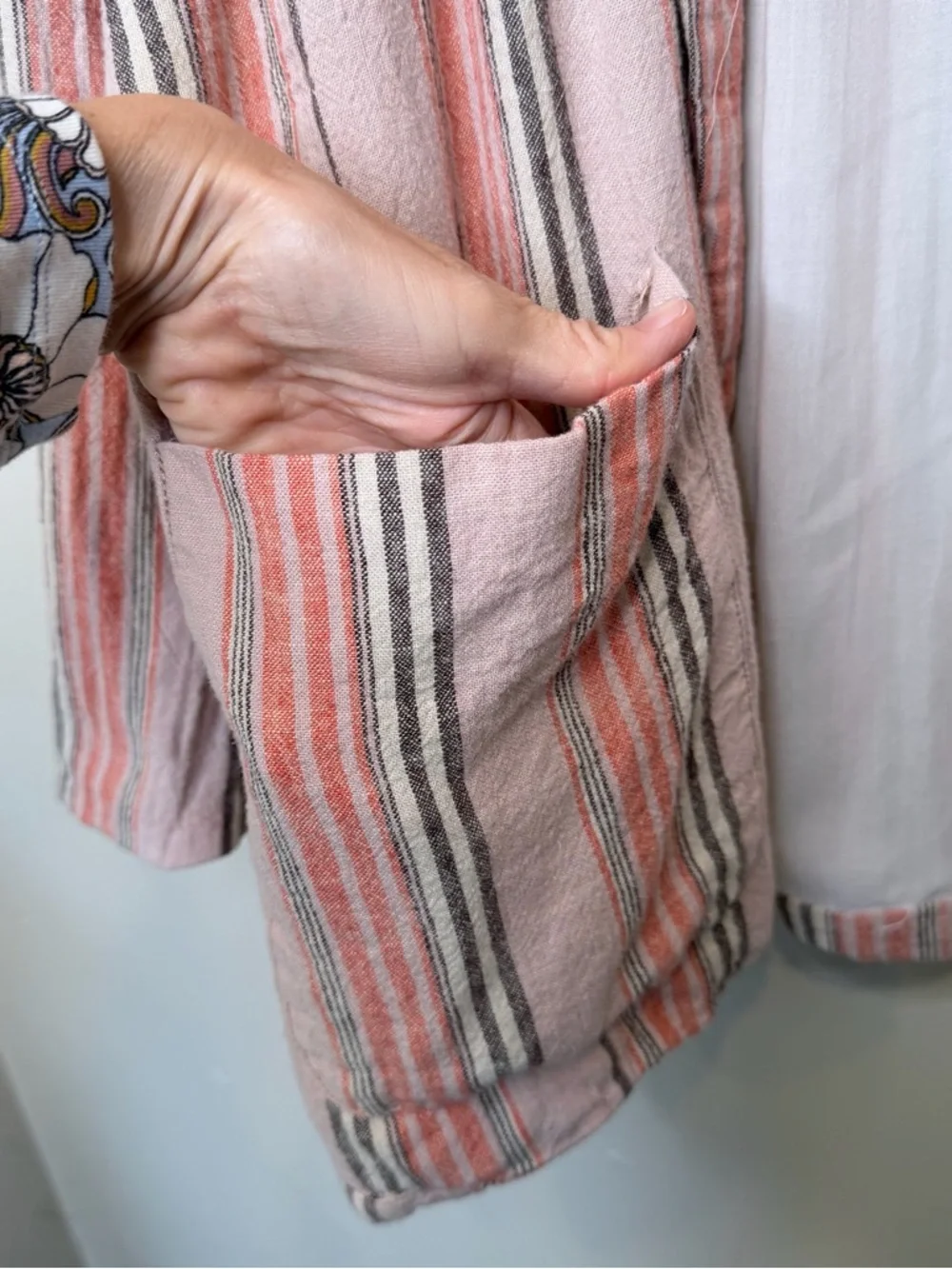 FP | Simply Stripe Hip Pockets Soft Relaxed Oversized Slouchy Blazer Jacket - Picture 11 of 15